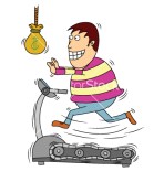 Man chasing money on treadmill